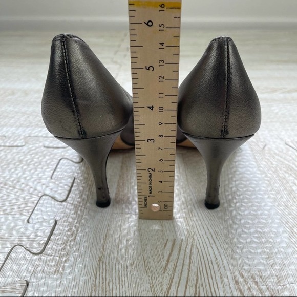 Something Bleu Leather Peep Toe Shoes Heels - Picture 3 of 4